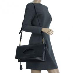 Tom Ford Black Leather Alix Fold Over Bag