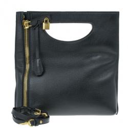 Tom Ford Black Leather Alix Fold Over Bag