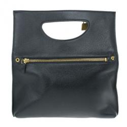 Tom Ford Black Leather Alix Fold Over Bag