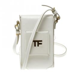Tom Ford White Leather Mini Camera Crossbody Bag