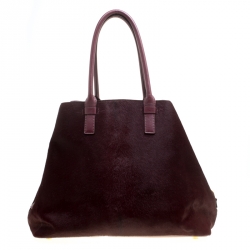 Pre Owned Tom Ford Burgundy Pony Hair and Leather Medium Jennifer Tote