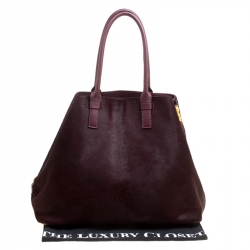 Pre Owned Tom Ford Burgundy Pony Hair and Leather Medium Jennifer Tote