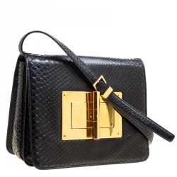 Tom Ford Black Snakeskin Medium Natalia Shoulder Bag