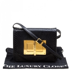 Tom Ford Black Snakeskin Medium Natalia Shoulder Bag