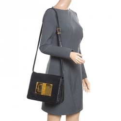 Tom Ford Black Snakeskin Medium Natalia Shoulder Bag
