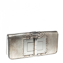 Tom Ford Metallic Light Gold Python Natalia Clutch