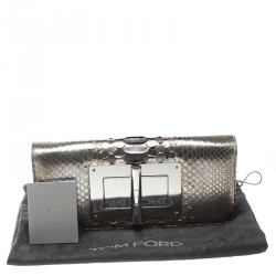 Tom Ford Metallic Light Gold Python Natalia Clutch