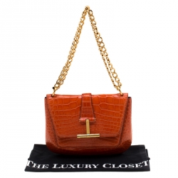Pre Owned Tom Ford Orange Alligator Shoulder Bag