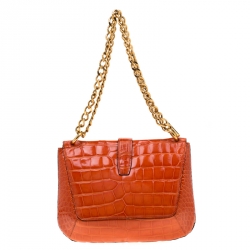 Pre Owned Tom Ford Orange Alligator Shoulder Bag