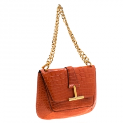 Pre Owned Tom Ford Orange Alligator Shoulder Bag