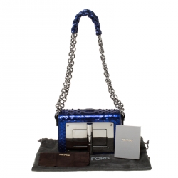 Pre Owned Tom Ford Electric Blue Python Mini Natalia Crossbody Bag