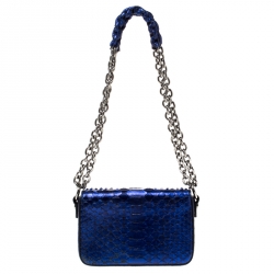 Pre Owned Tom Ford Electric Blue Python Mini Natalia Crossbody Bag