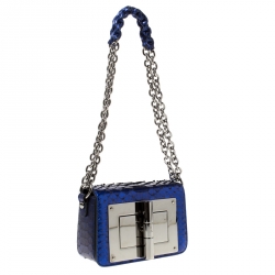 Pre Owned Tom Ford Electric Blue Python Mini Natalia Crossbody Bag