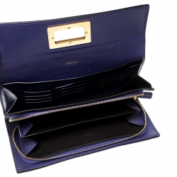 Pre Owned Tom Ford Purple Leather Turnlock Natalia Continental Wallet