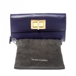 Pre Owned Tom Ford Purple Leather Turnlock Natalia Continental Wallet