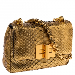 Pre Owned Tom Ford Gold Python Chain Shoulder Bag
