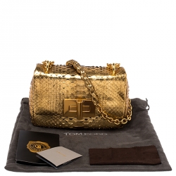 Pre Owned Tom Ford Gold Python Chain Shoulder Bag