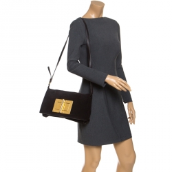 Tom Ford Dark Brown Nubuck Leather Natalia Convertible Clutch