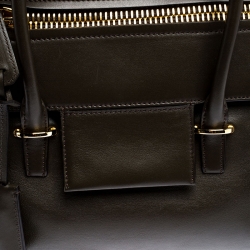 Tom Ford Dark Olive Green Leather TF Icon Satchel 