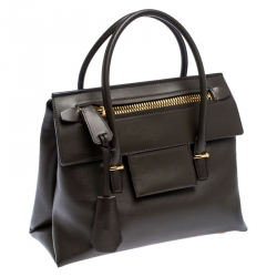 Tom Ford Dark Olive Green Leather TF Icon Satchel 