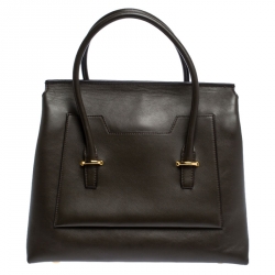 Tom Ford Dark Olive Green Leather TF Icon Satchel 