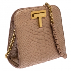 Pre Owned Tom Ford Metallic Pink Python Saskia Crossbody