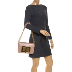 Pre Owned Tom Ford Nude Beige Leather Small Chain Natalia Shoulder Bag