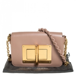 Pre Owned Tom Ford Nude Beige Leather Small Chain Natalia Shoulder Bag