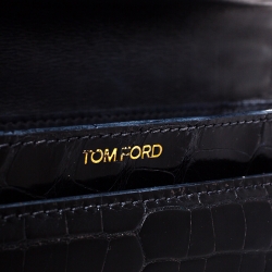 Pre Owned Tom Ford Black Crocodile Buckle Flap Chain Shoulder Bag