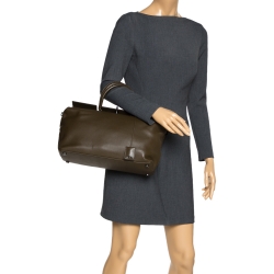 Pre Owned Tom Ford Olive Green Leather Medium India Bag