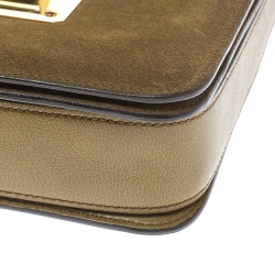 Pre Owned Tom Ford Olive Green Suede and Leather Large Natalia Shoulder Bag