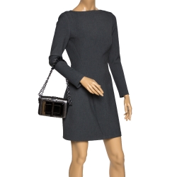 Pre Owned Tom Ford Metallic/Black Python and Leather Small Natalia Shoulder Bag