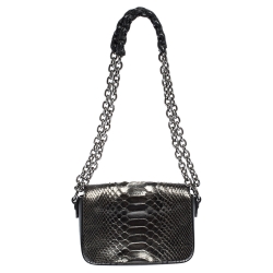 Pre Owned Tom Ford Metallic/Black Python and Leather Small Natalia Shoulder Bag