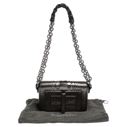 Pre Owned Tom Ford Metallic/Black Python and Leather Small Natalia Shoulder Bag