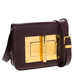 Pre Owned Tom Ford Burgundy Leather Small Natalia Crossbody Bag