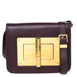 Pre Owned Tom Ford Burgundy Leather Small Natalia Crossbody Bag