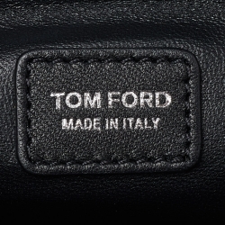 Pre Owned Tom Ford Dark Grey Leather Zip Detail Clutch