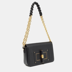 Pre Owned Tom Ford Black Leather Small Natalia Shoulder Bag