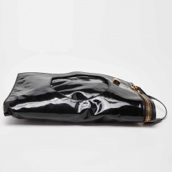 Tom Ford Black Patent Leather Alix Fold Over Oversize Clutch