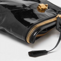 Tom Ford Black Patent Leather Alix Fold Over Oversize Clutch