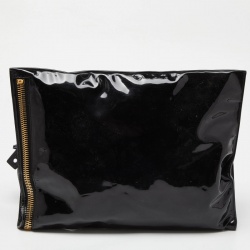 Tom Ford Black Patent Leather Alix Fold Over Oversize Clutch