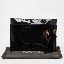 Tom Ford Black Patent Leather Alix Fold Over Oversize Clutch