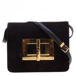 Pre Owned Tom Ford Dark Brown Suede Medium Natalia Shoulder Bag