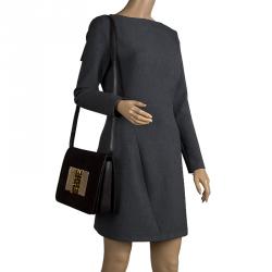 Pre Owned Tom Ford Dark Brown Suede Medium Natalia Shoulder Bag