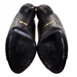 Tom Ford Black Python Leather Peep Toe Mules Size 39