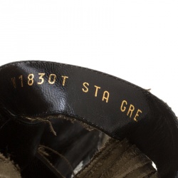 Pre Owned Tom Ford Olive Green Satin Raw Edge Finish Cross Strap Peep Toe Sandals Size 38