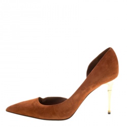 Pre Owned Tom Ford Brown Suede D'orsay Pointed Toe Pumps Size 38