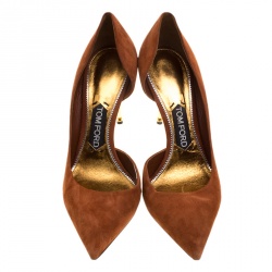 Pre Owned Tom Ford Brown Suede D'orsay Pointed Toe Pumps Size 38