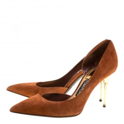 Pre Owned Tom Ford Brown Suede D'orsay Pointed Toe Pumps Size 38