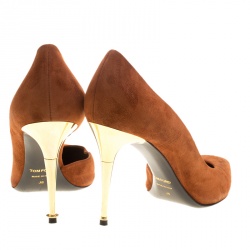 Pre Owned Tom Ford Brown Suede D'orsay Pointed Toe Pumps Size 38